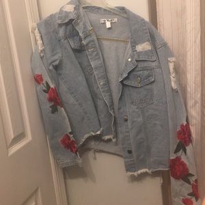 Say What? Jackets & Coats - Ripped rose embroidery jean jacket Say What? Jackets & Coats - Ripped rose embroidery jean jacket